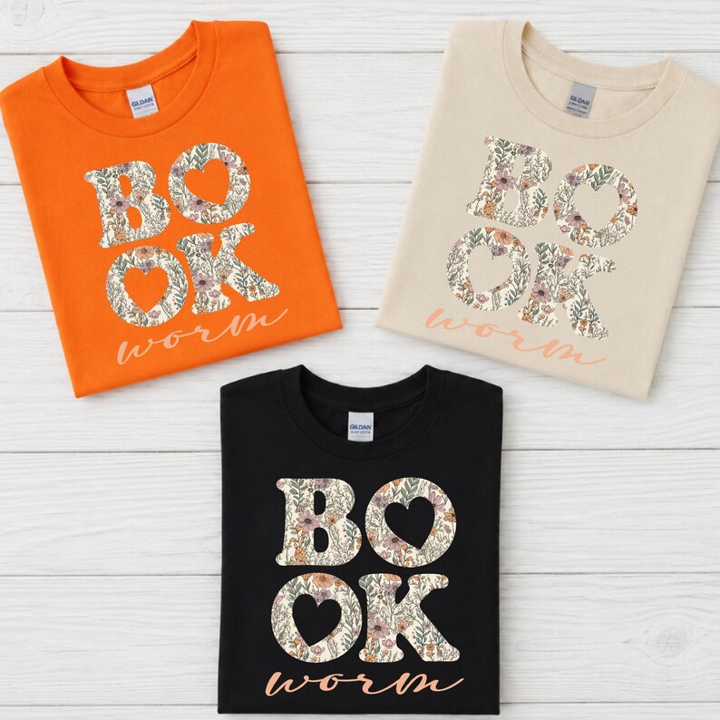 Wild Floral Bookworm DTF Transfer, Reading Lover Ready to Press, Bookish Shirt Transfer, Iron On, Heat Transfer image 13