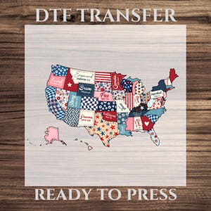 Transfert DTF de l'Amérique patriotique, carte patriotique des Etats-Unis avec versets de la Bible et citations prêtes à imprimer, carte américaine fer sur sticker, carte religieuse des Etats-Unis