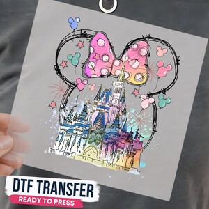 Minnie Mouse Magic Kingdom DTF Transfer, Disney Ready To Press