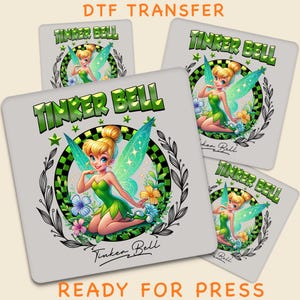 Disney Tinker Bell DTF Transfer, Green Fairy Iron On Transfer, Magical Girl Shirt Design Ready To Press, Sparkly Wings Nature Heat Transfer