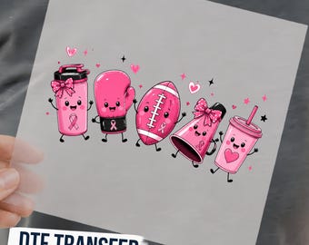 Pink Football Breast Cancer Awareness DTF Transfer, Game Day Support Ready to Press Graphic