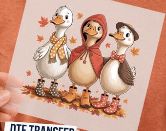 Autumn Goose DTF Transfer, Cozy Fall Goose Ready To Press, Cute Autumn Goose Family Heat Transfer, Rustic Farm Anima DTF Design, Farmhouse