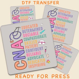 CNA Inspirational Words Art DTF Transfer, Nurse Design Ready To Press, Nurse Shirt Print, High Quality DTF Ready to Press