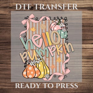 Hello Pumpkin DTF Transfer, Cute Fall Pastel Pumpkins Autumn Shirt Design Ready To Press, Cute Autumn Shirt Design, Coquette Fall DTF