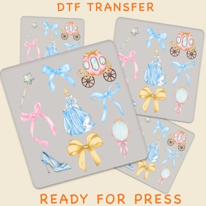 Cinderella Princess DTF Transfer, Princess Cinderella Coquette Bows Shirt Print, Disney Iron On Transfer