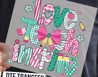 Love Teach Inspire Teacher DTF Transfer, Colorful School Teacher Shirt Design Ready To Press, Back to School Shirt Decal, Teacher Bow Design