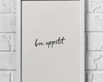 Bon Appetit Printable Poster, French Kitchen Wall Art (Digital Download)