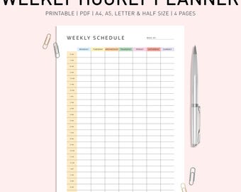 Weekly Planner Printable: Hourly Schedule, Colorful A4/A5 (Digital Download)