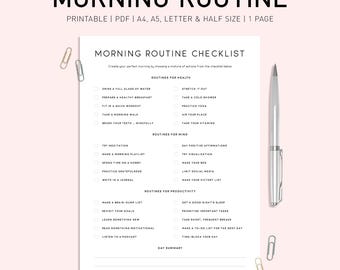 Daily Routine Checklist Printable, Morning Routine Chart, Digital Daily Routine Tracker, Morning Board, Chore Chart, Daily Self Care Planner
