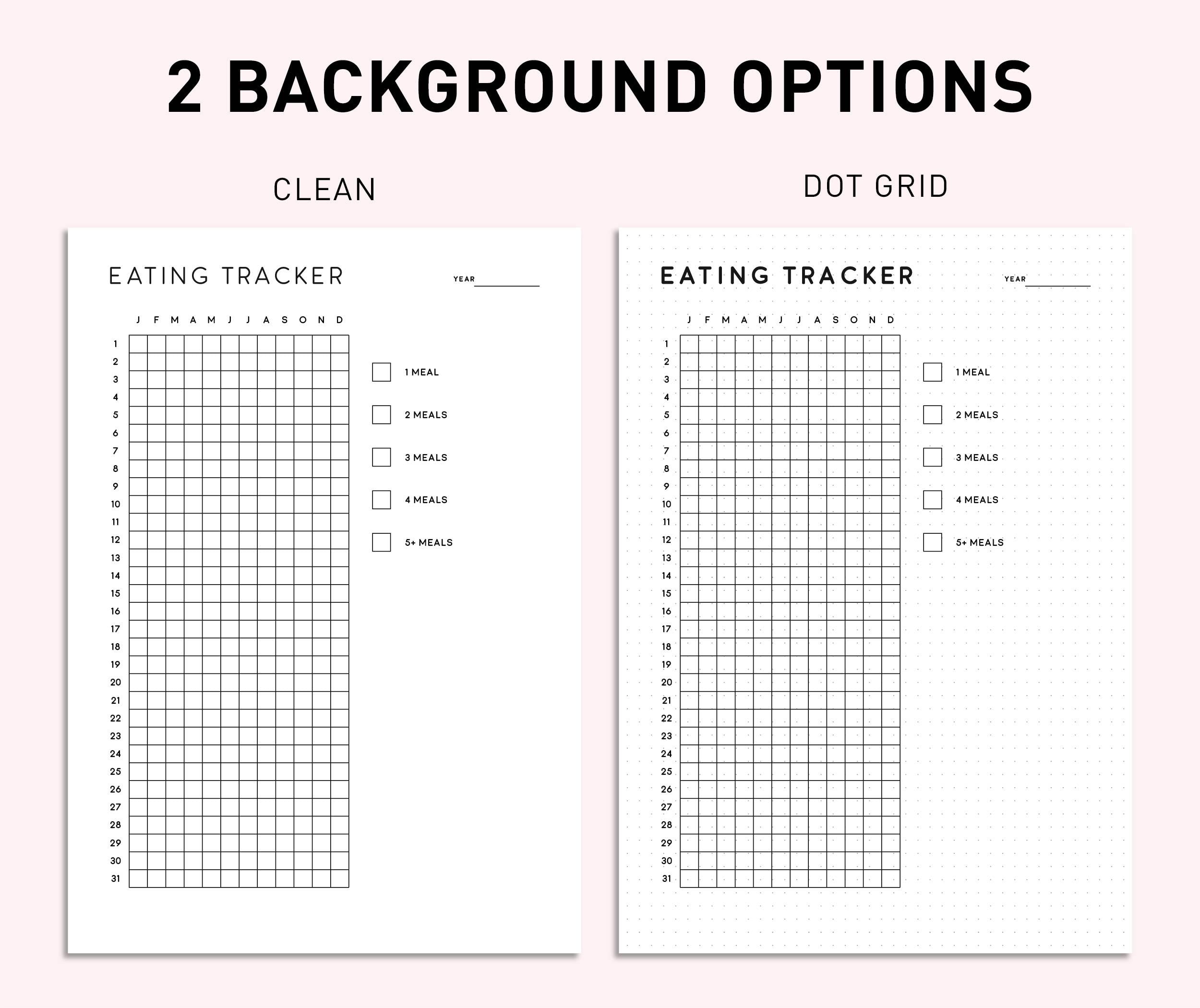 Monthly Meal Tracker Printable Journal Page, Digital Food Journal, Food