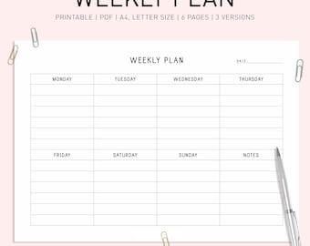A4 Weekly Planner Printable: Landscape Organizer Template (Digital Download)
