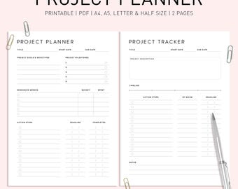 Project Planner Printable, Work Planner, Project Timeline Tracker, Project Management, Digital Business Planner, Task Planner Template A4/A5