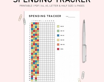 Spending Tracker Printable: Daily Expense Log, Budget Planner (PDF Download A4/A5/Letter Size)