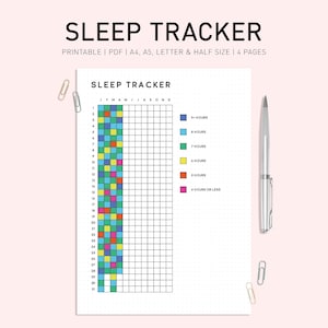 Afdrukbaar dagboek slaaptracker, maandelijks slaaplogboek, slaapkwaliteitplanner, slaapurentracker, slaapcyclus, slaapgrafiek, slaapwerkblad A5