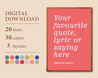 Stampa artistica personalizzata con citazione, testo personalizzato (download digitale)