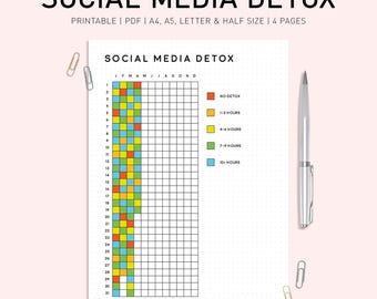 Social Media Detox Tracker Printable: Wellness Journal (PDF Download)
