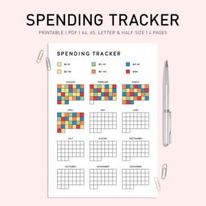 Spending Tracker Printable: Finance Journal Page (A4, A5, US Letter, Half Sizes PDF Download)