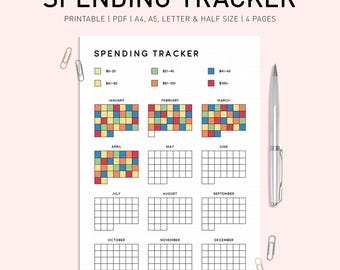 Spending Tracker Printable: Finance Journal Page (A4, A5, US Letter, Half Sizes PDF Download)