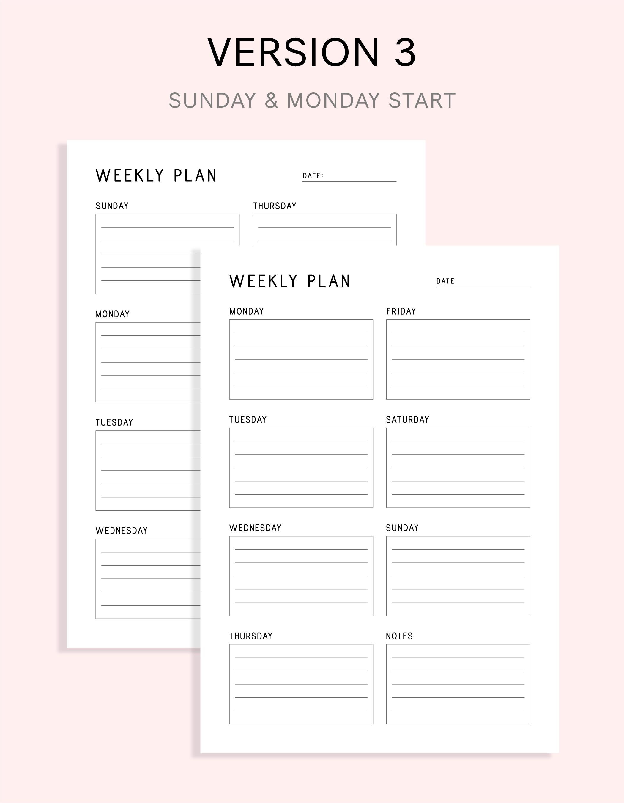 Minimalist Weekly Planner Printable: Undated To-do List (a4/a5/letter ...