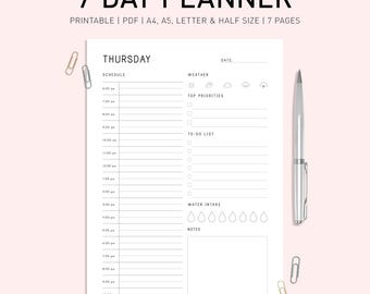 Daily Planner Printable Hourly Schedule PDF, Time Blocking Productivity Work Planner Template, A4, A5