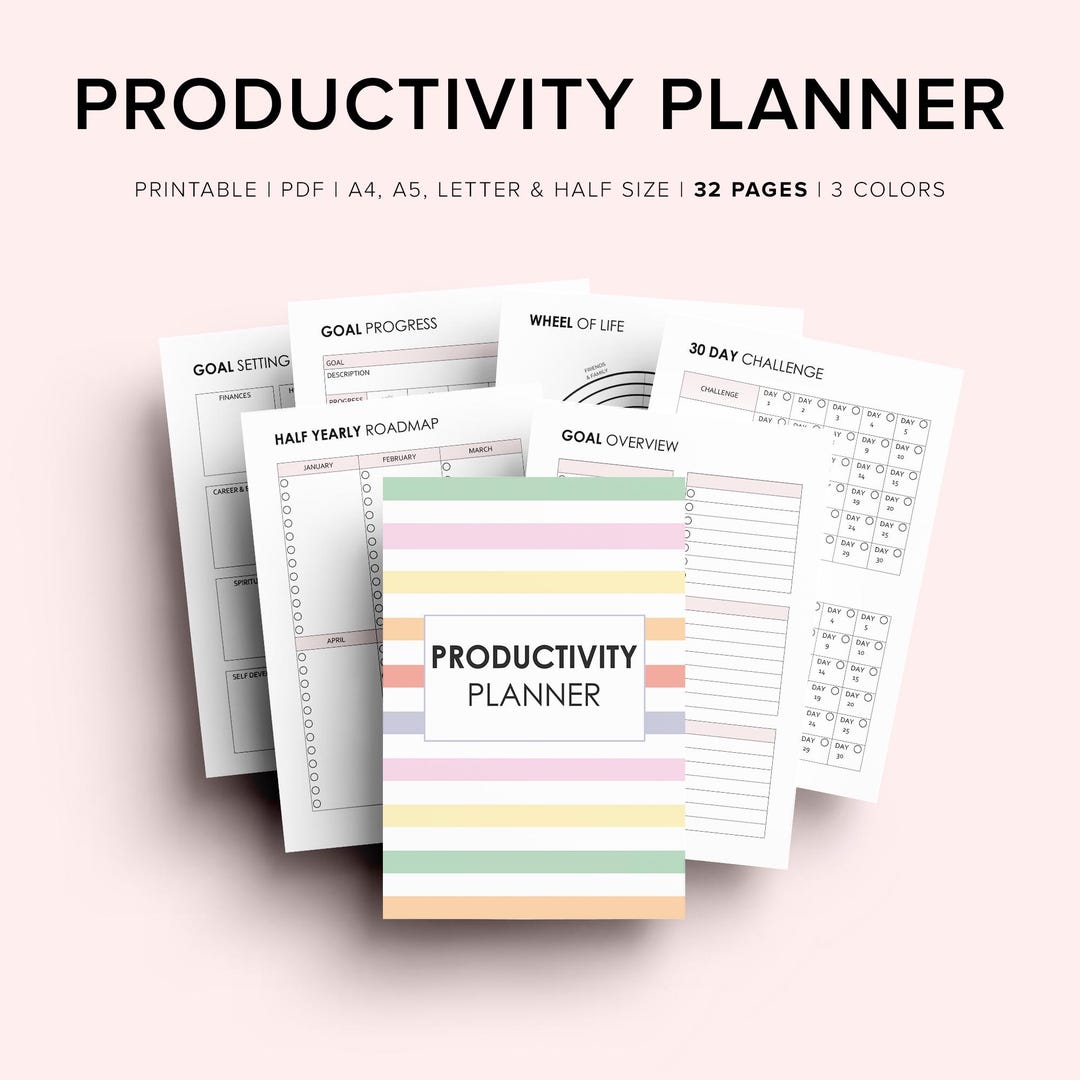 Printable Productivity Planner Bundle: ADHD Friendly Life Organizer (A4 ...