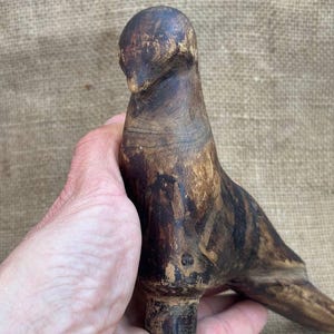 Old Wooden Stopper for a Decanter or Bottle in the Shape of a Dove - Handmade