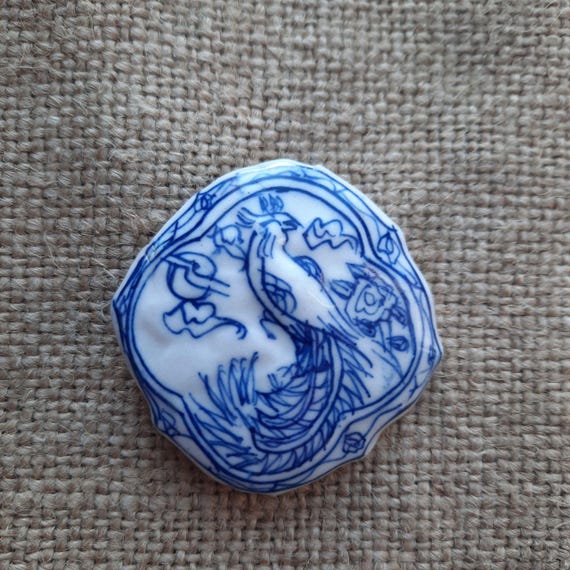 Vintage Chinese Pendant - Blue and White Porcelain Necklace With a