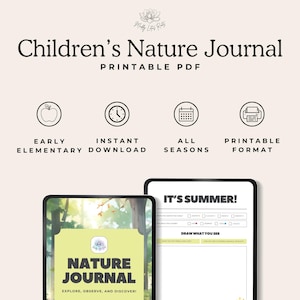 Diario de naturaleza para niños / PDF imprimible / Más de 50 páginas de actividades divertidas / Aprendizaje de primaria temprana