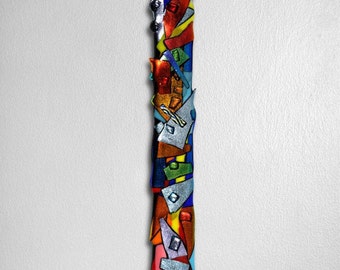 Swizzlestick Wall Panel, Fused Glass wall panel.Wall Panel. Modern Home Decor. In Stock. . Ready to Hang. Vertical