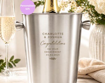 Personalised Stainless Steel Ice Bucket | Any Text Engraved Ice Bucket | Wine Gift For Couple | Wedding Couple Gift | Anniversary Ice Bucket
