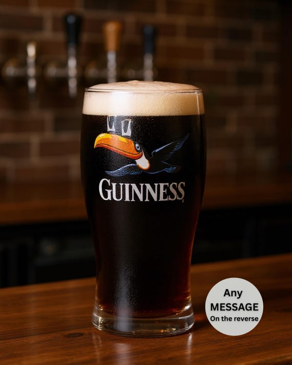 Personalised Guinness Pint Glass | Engraved Guinness Beer Glass | Engraved Guinness Toucan Pint Glass | Guinness Gift | Personalised Glass