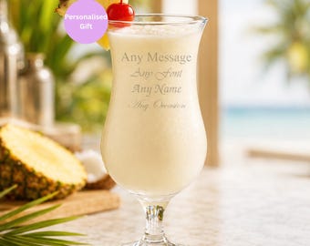 Personalised Pina Colada Glass | Engraved Pina Colada Gift | Personalised Cocktail Glass For Cocktail Lovers | Glass Gift Idea For Her