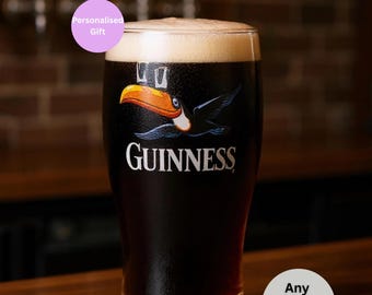 Personalised Guinness Pint Glass | Engraved Guinness Beer Glass | Engraved Guinness Toucan Pint Glass | Guinness Gift | Personalised Glass