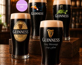 Personalised Guinness Pint Glass | Engraved Guinness Beer Glass | Engraved Pint Glass | Guinness Gift | Personalised Lager Glass
