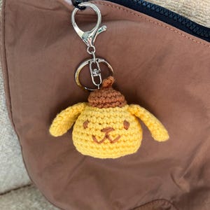 Cute Crochet Yellow Dog Keychain, Amigurumi Puppy Plush Bag Charm, Handmade Kawaii Gift, Japanese Cartoon Character, Unique Gifts for Her