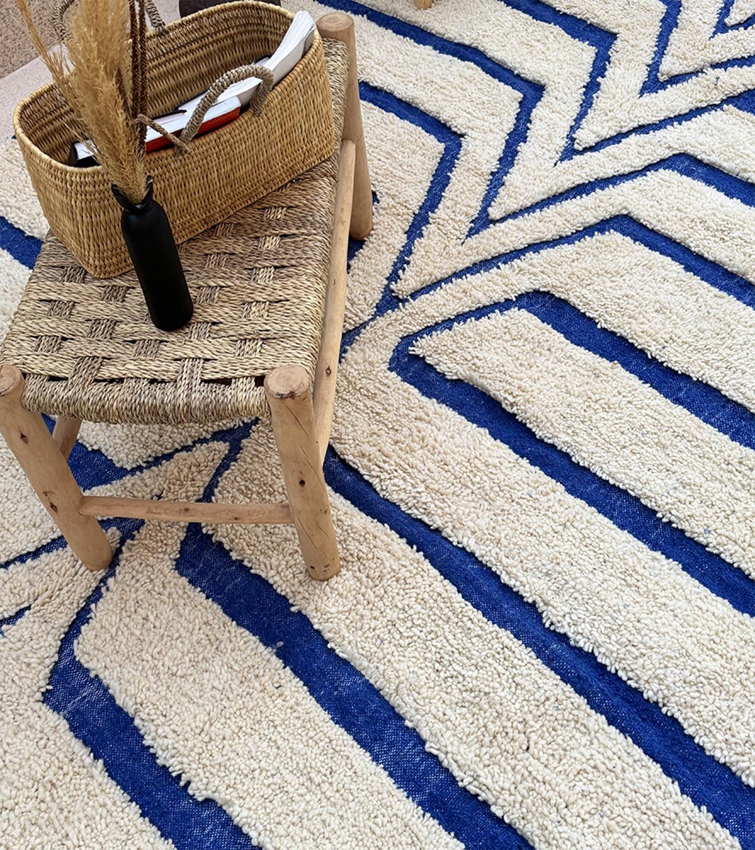 Tapis Beni Ourain fait main 9 x 12 : tapis berbère marocain en laine d