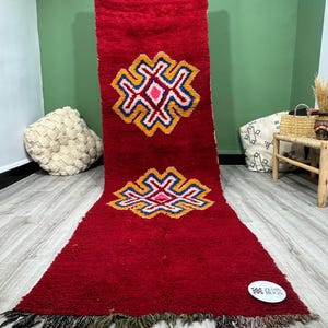 Tapis de passage de différentes tailles, tapis médaillon rouge foncé, tapis de passage Beni Ourain, tapis de passage de coiffeur, tapis de passage pour la cuisine, tapis de passage 3 x 9, tapis 100 % fait main