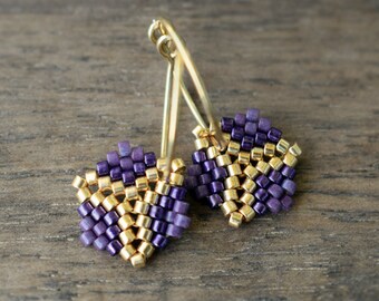 Earrings - Rosalina Plum - Plum Purple, Metallic Purple and Galvanized Gold