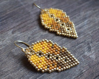 YumOmbre Leaves - Cognac - Earrings, dangle, gold plated sterling silver