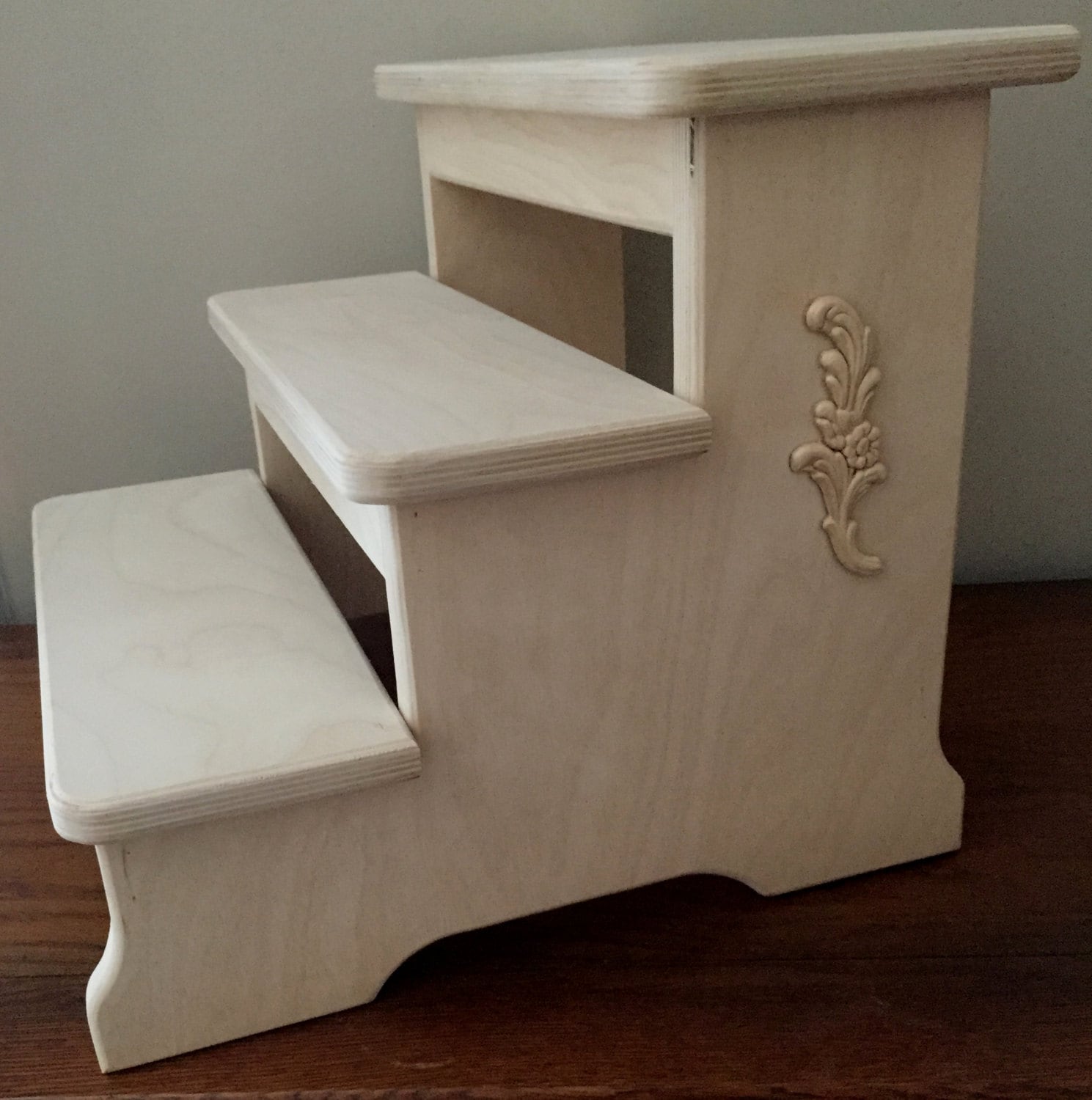 13 Inch H 3 Step Stool W ornate Etsy