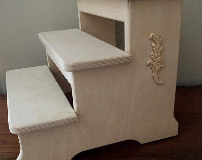 13" Inch H  , 3 Step Stool W/Ornate -