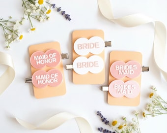Braut + Brautjungfern Pastell Haarclips – Minimalistisches Geschenk für den Junggesellinnenabschied und Kleinigkeit zur Hochzeit