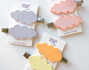 Pastellfarbene Wolken-Haarspangen 3D-gedrucktes 2-er Set süße Accessoires für moderne Hairstyles | Leicht & langlebig