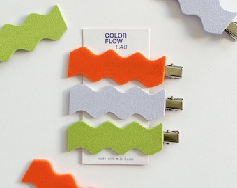 Colorblocking Wellen-Haarspangen 3D-gedrucktes 3-er Set Süße Accessoires für moderne Hairstyles | Leicht & langlebig