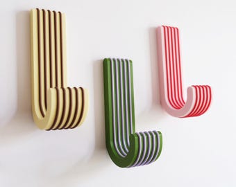 Muurhaak met ribbelpatroon | 3D-printbare STL- en 3MF-bestanden | Licentie voor persoonlijk gebruik