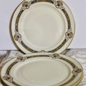 Set of 3 Rosenthal Ivory Orelay 10&quot; Dinner Plates, Bavaria,  Gold Rimmed Fruit and Floral Pattern