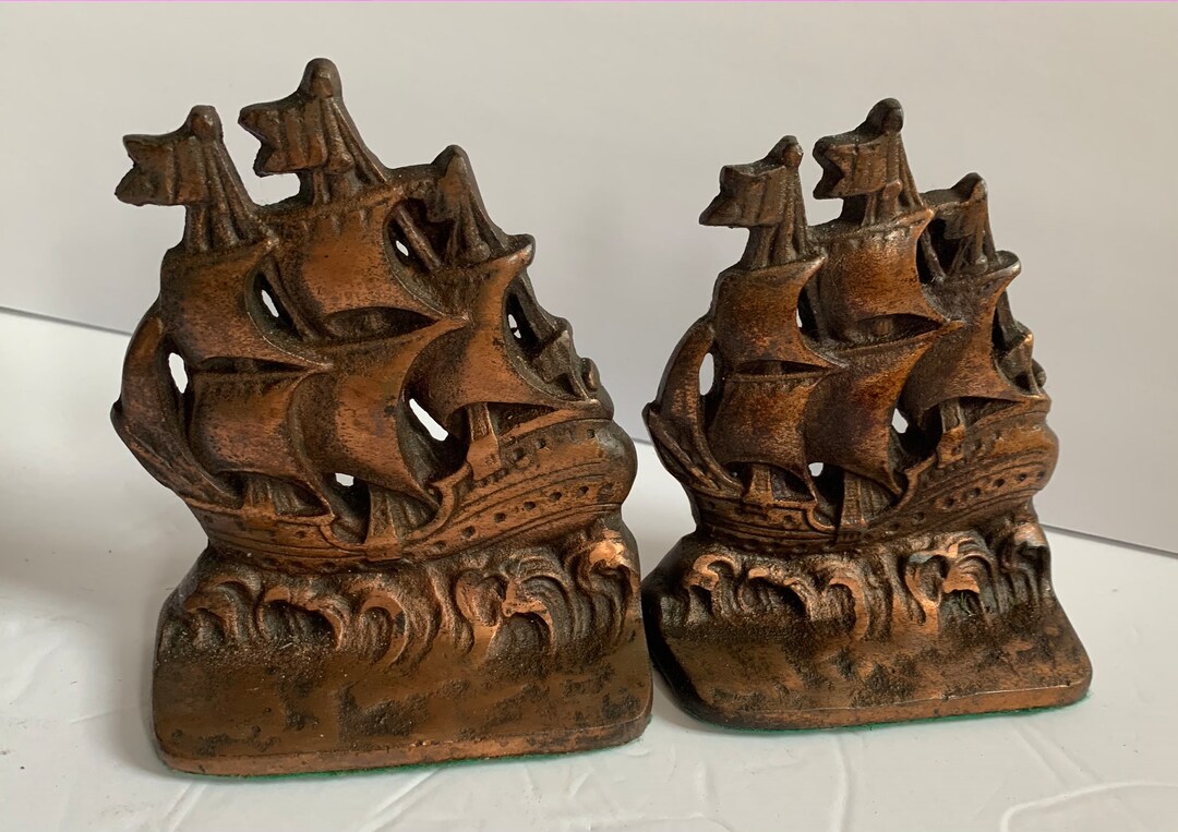 Cast Iron Spanish Galleon Bookends Copper Finish Etsy