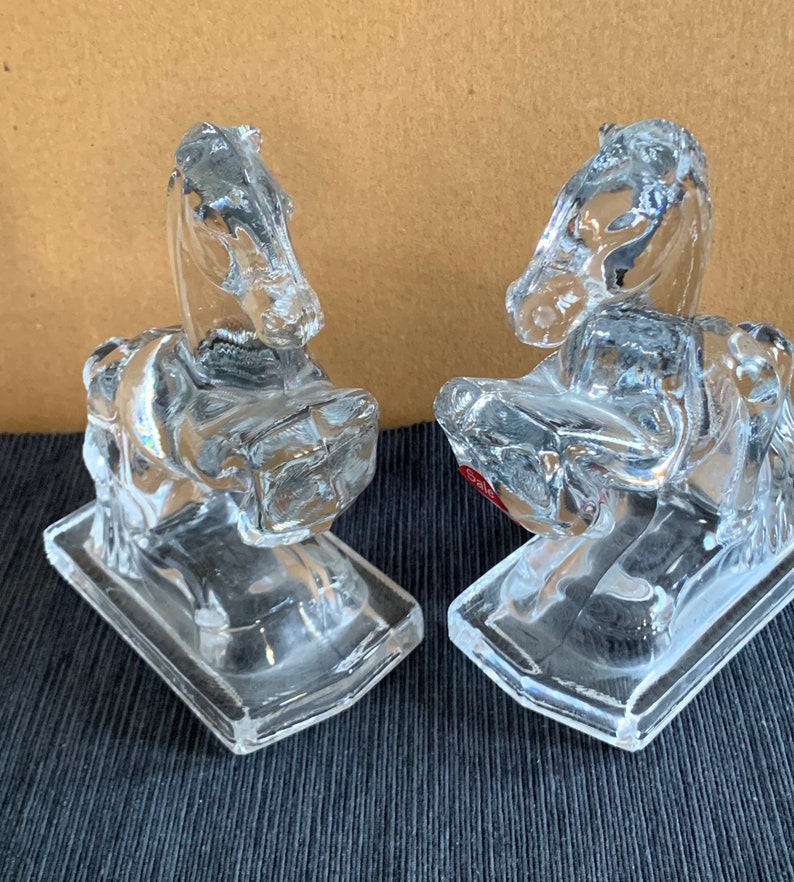 Glass Horse Bookends Vintage Art Deco L.E. Smith Molded Etsy