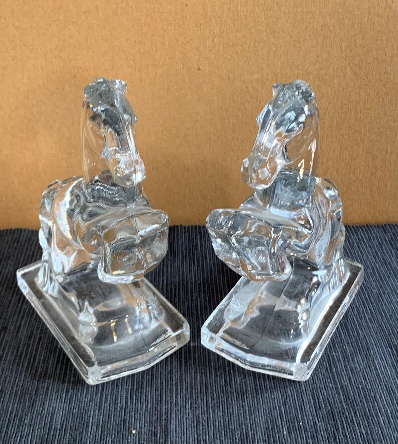 Glass Horse Bookends Vintage Art Deco L.E. Smith Molded Etsy
