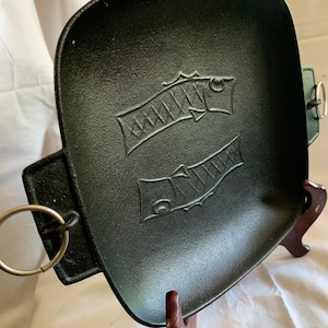Cast Iron Square Skillet ~ Footed with Embossed Fish Japanese Serving Dish Mid-Century Modern